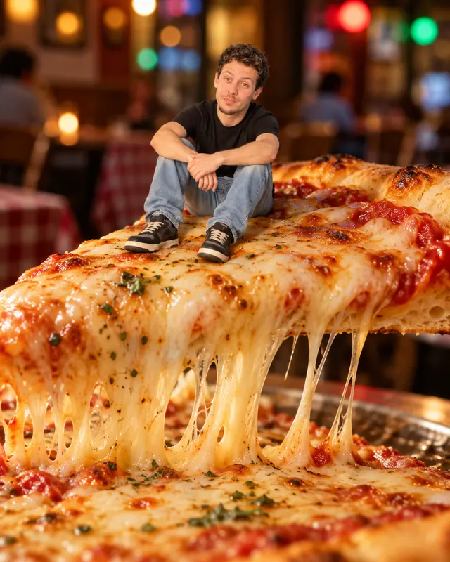 Miniatura sobre una pizza, imagen hecha con este prompt