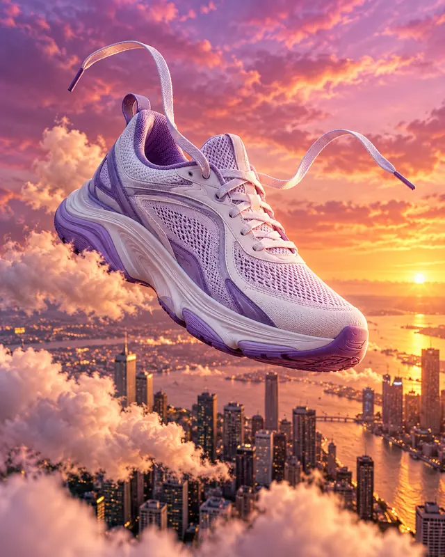 Zapatilla volando, imagen hecha con este prompt