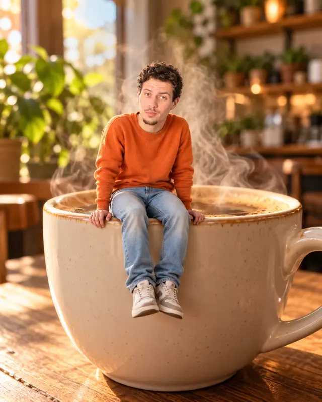 Miniatura en la taza, imagen hecha con este prompt