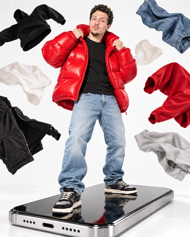 Pose sobre el celular, imagen hecha con este prompt