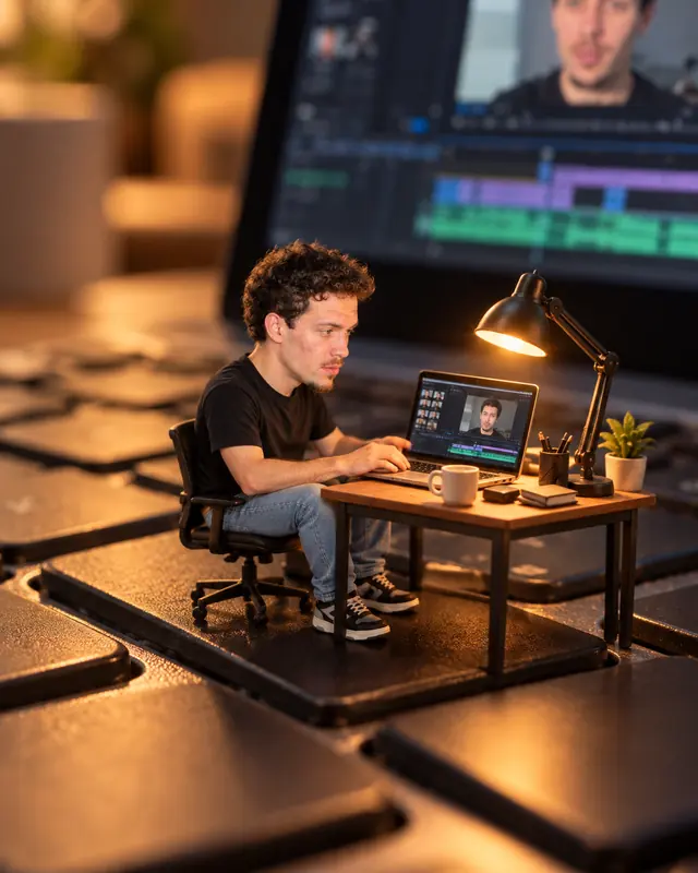 Editor en miniatura, imagen hecha con este prompt