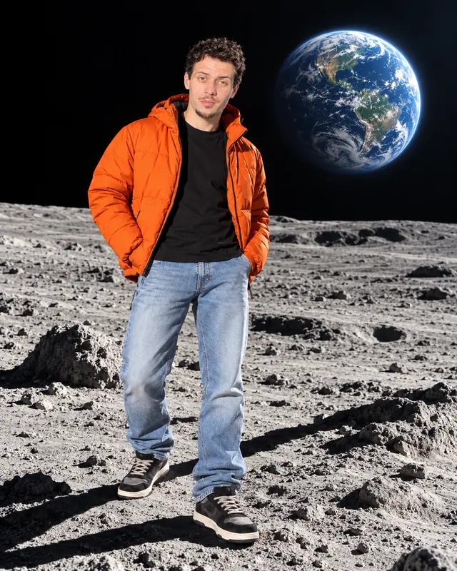En la Luna, imagen hecha con este prompt